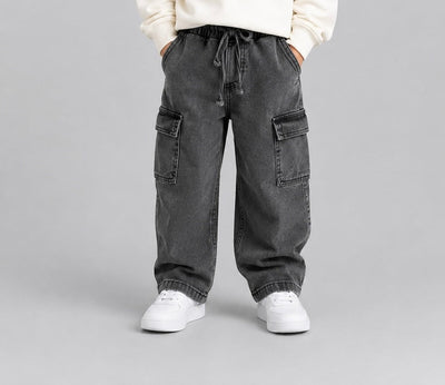 Pantaloni din gabardină Tuffy Cargo Pocket pentru băieți - 04175 - Bej
