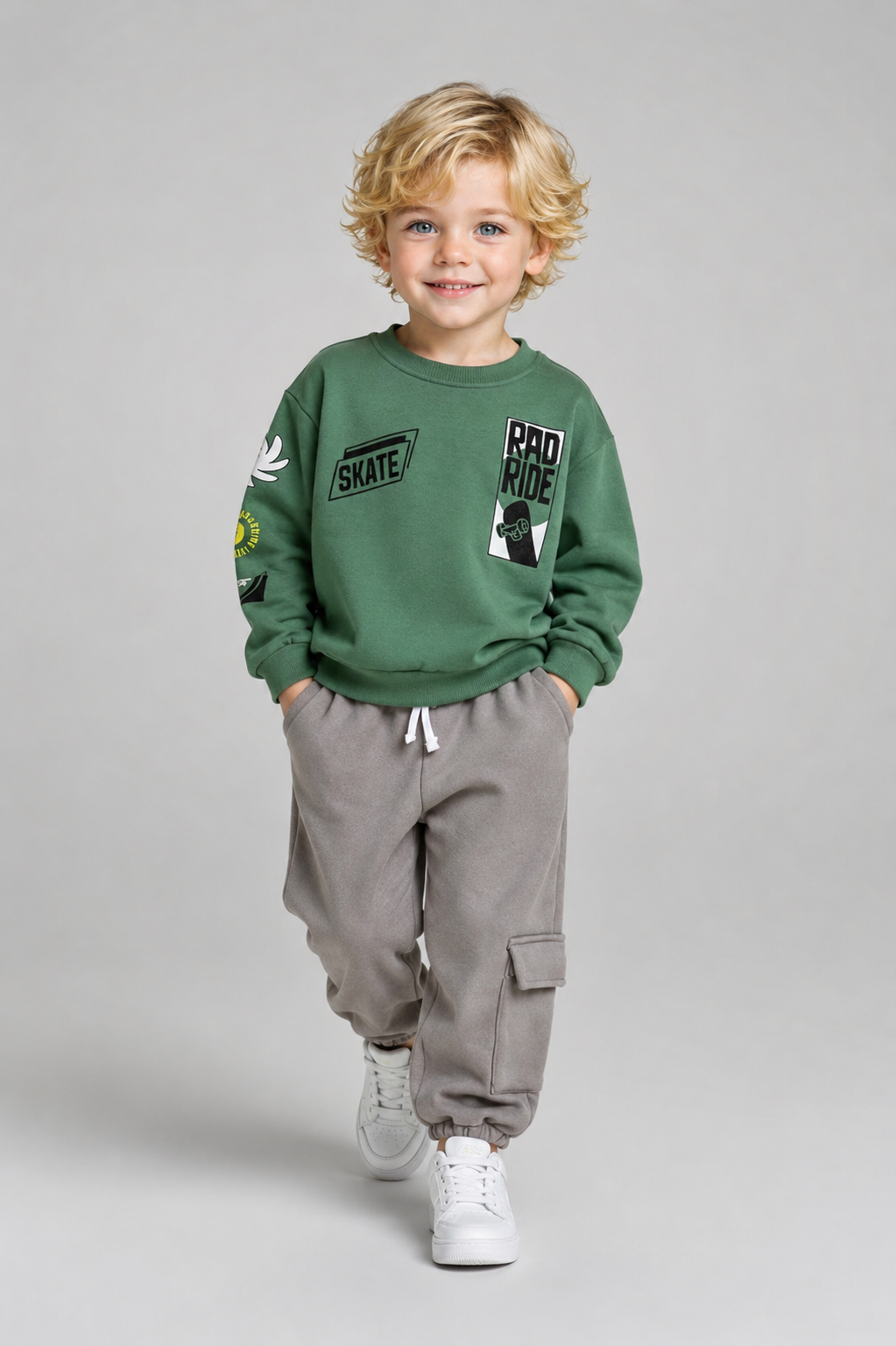 Set Tuffy Skateboard pentru băieți-04025 - Gri Deschis