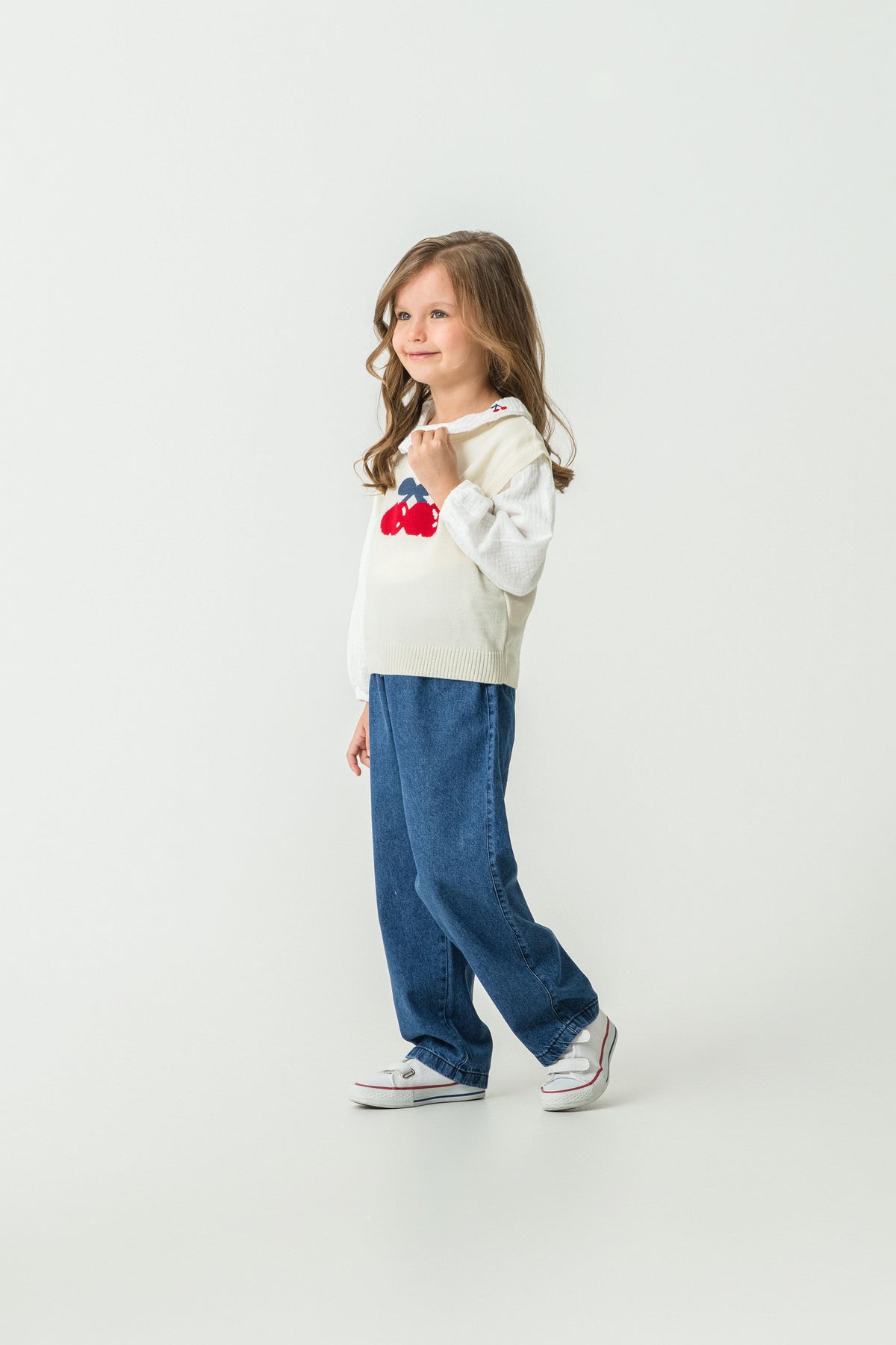 Tuffy Kiraz Nakışlı Kız Bebek Trikolu Takım-02165 - Ekru