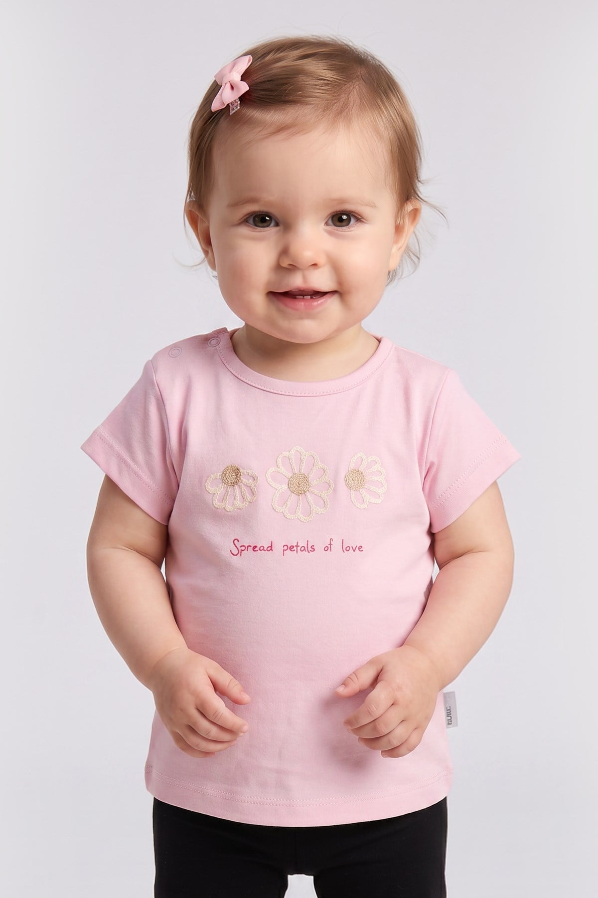 Tuffy Tricou Fete Bebeluși cu Detaliu Floare-1516 - Galben Deschis