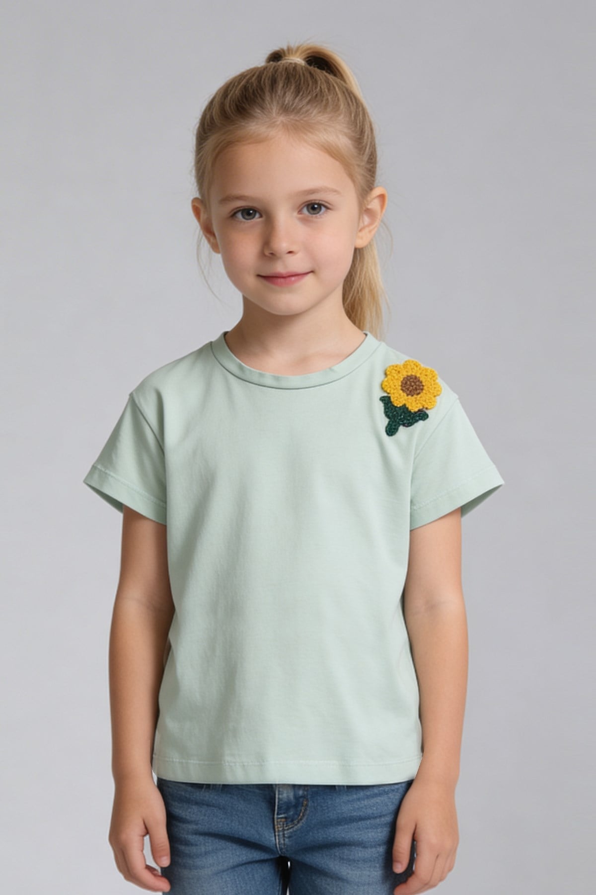 Tuffy Tricou Fete Detalii Broderie Floarea Soarelui-2036 - Galben Deschis