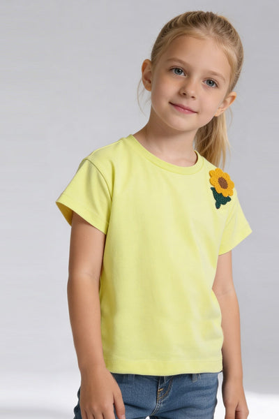 Tuffy Tricou Fete Detalii Broderie Floarea Soarelui-2036 - Galben Deschis
