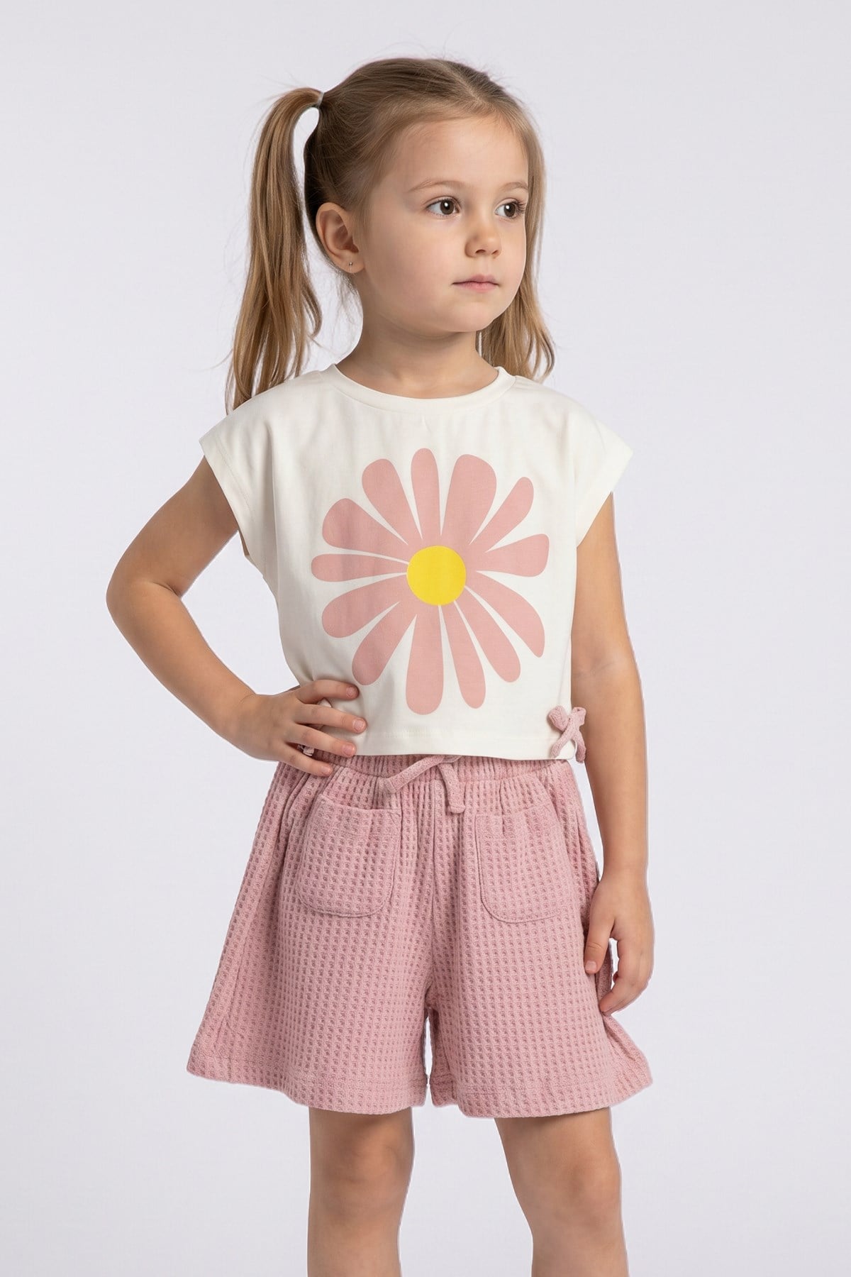 Tuffy Set Dublu Fete cu Floare cu Model-3996 - Albastru Gheata