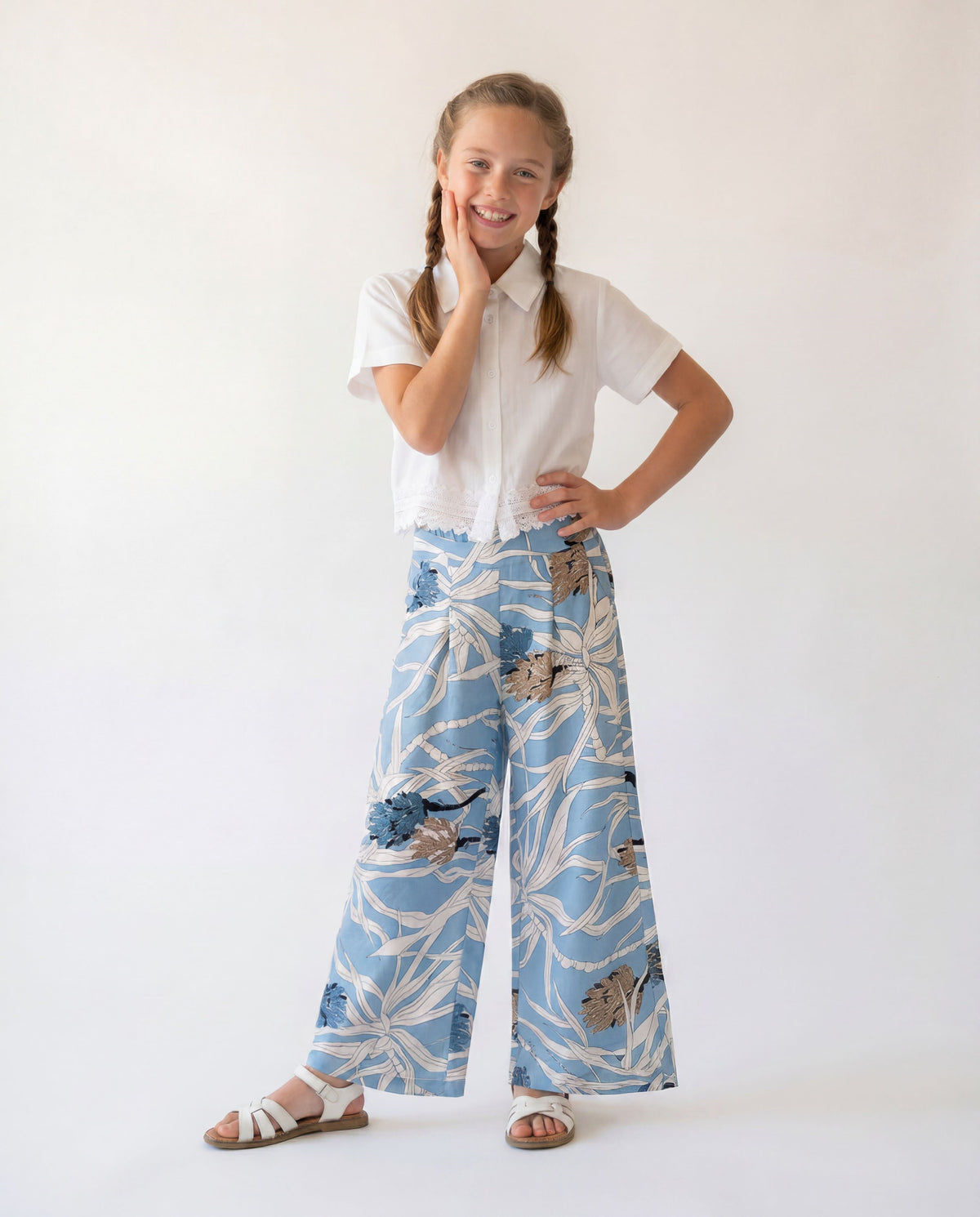 Tuffy Set Dublu Fete cu Floare cu Model-4426 - Albastru Deschis