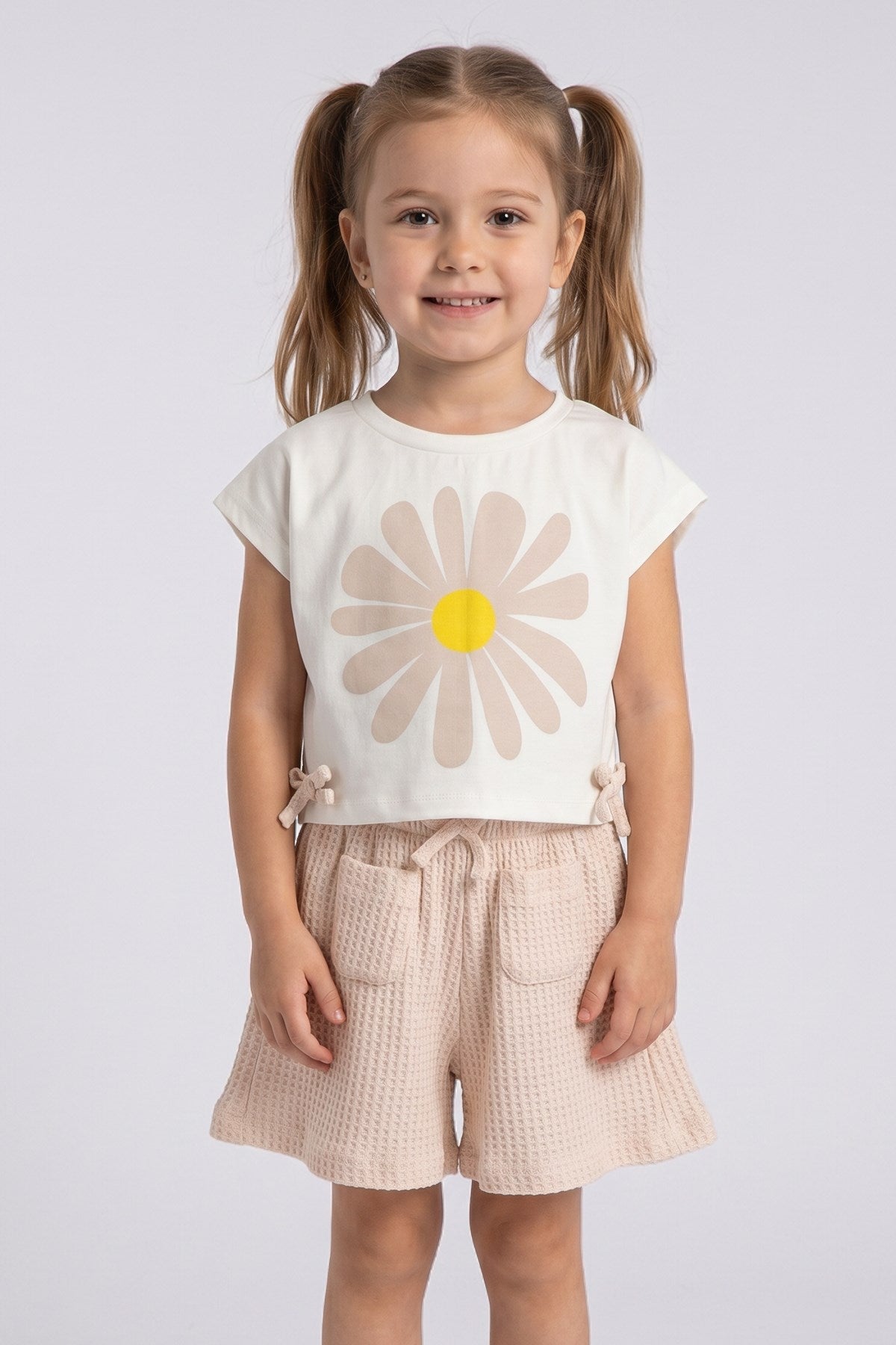 Tuffy Set Dublu Fete cu Floare cu Model-3996 - Maro Deschis