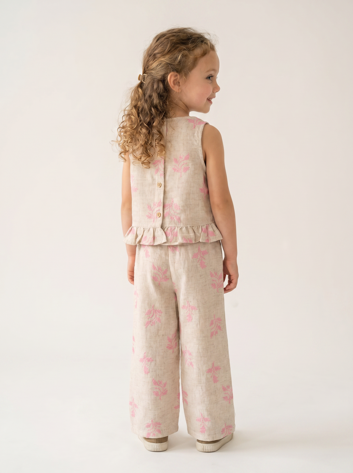 Tuffy Set Dublu Fete cu Detaliu Floare-4406-1 - Ecru Albastru