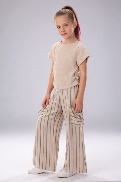 Tuffy Fată Costum Țesătură Doi Piese-4036 - Bej