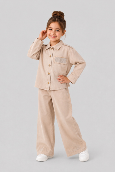 Tuffy Ansamblu Dublu cu Cămașă Gabardine pentru Fată-03165 - Antracit