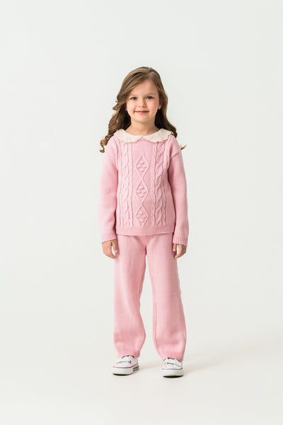 Set de tricot Tuffy pentru fete-02705 - Roz