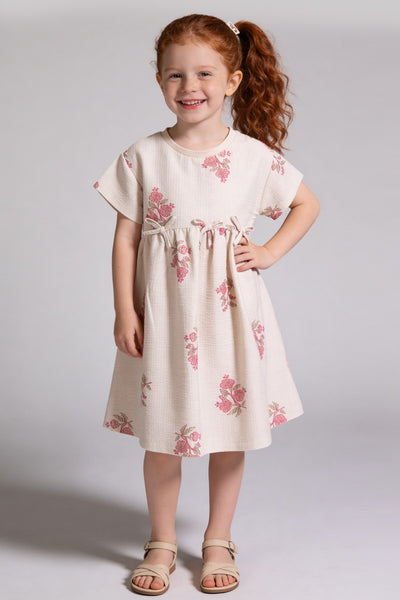 Tuffy Fată Rochie Jacquard Tricot-3746 - Ecru Albastru