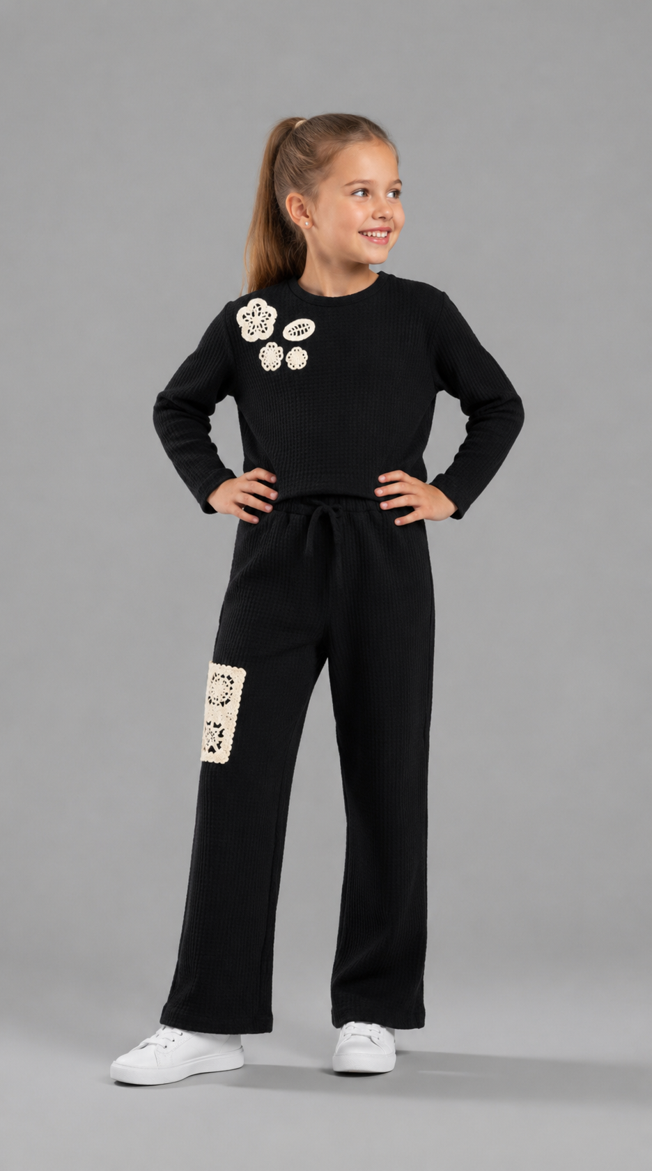 Tuffy Set Copilă Tricot Jacquard-03235 - Negru