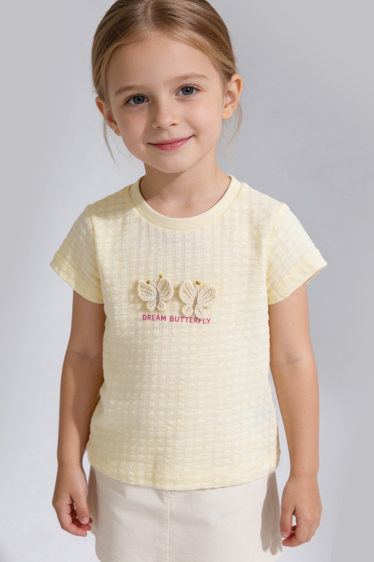 Tuffy Fată Tricou Tricot Jacquard-2016 - Pudră