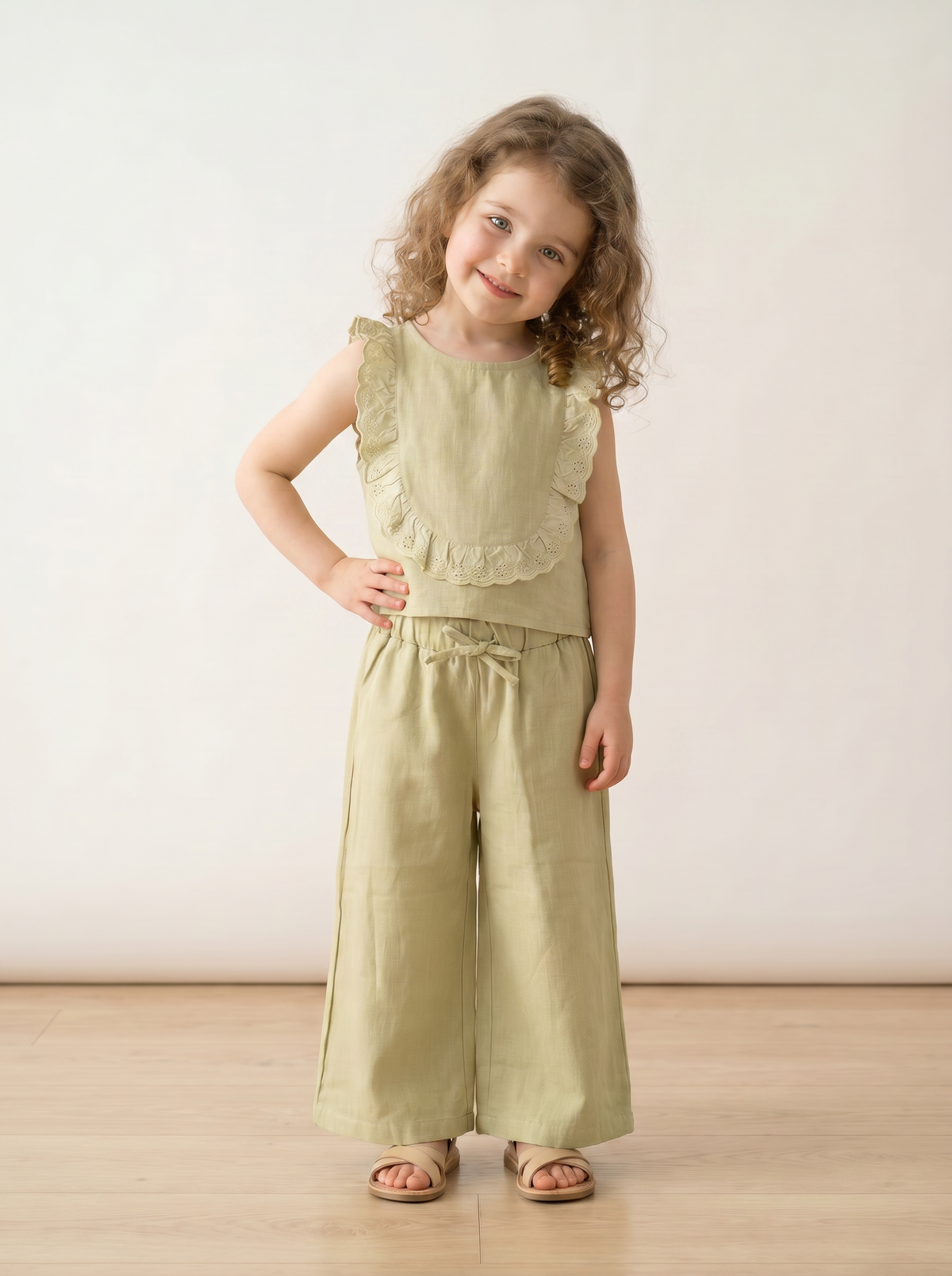 Tuffy Fată Costum Pânză Doi Piese-3796 - Verde