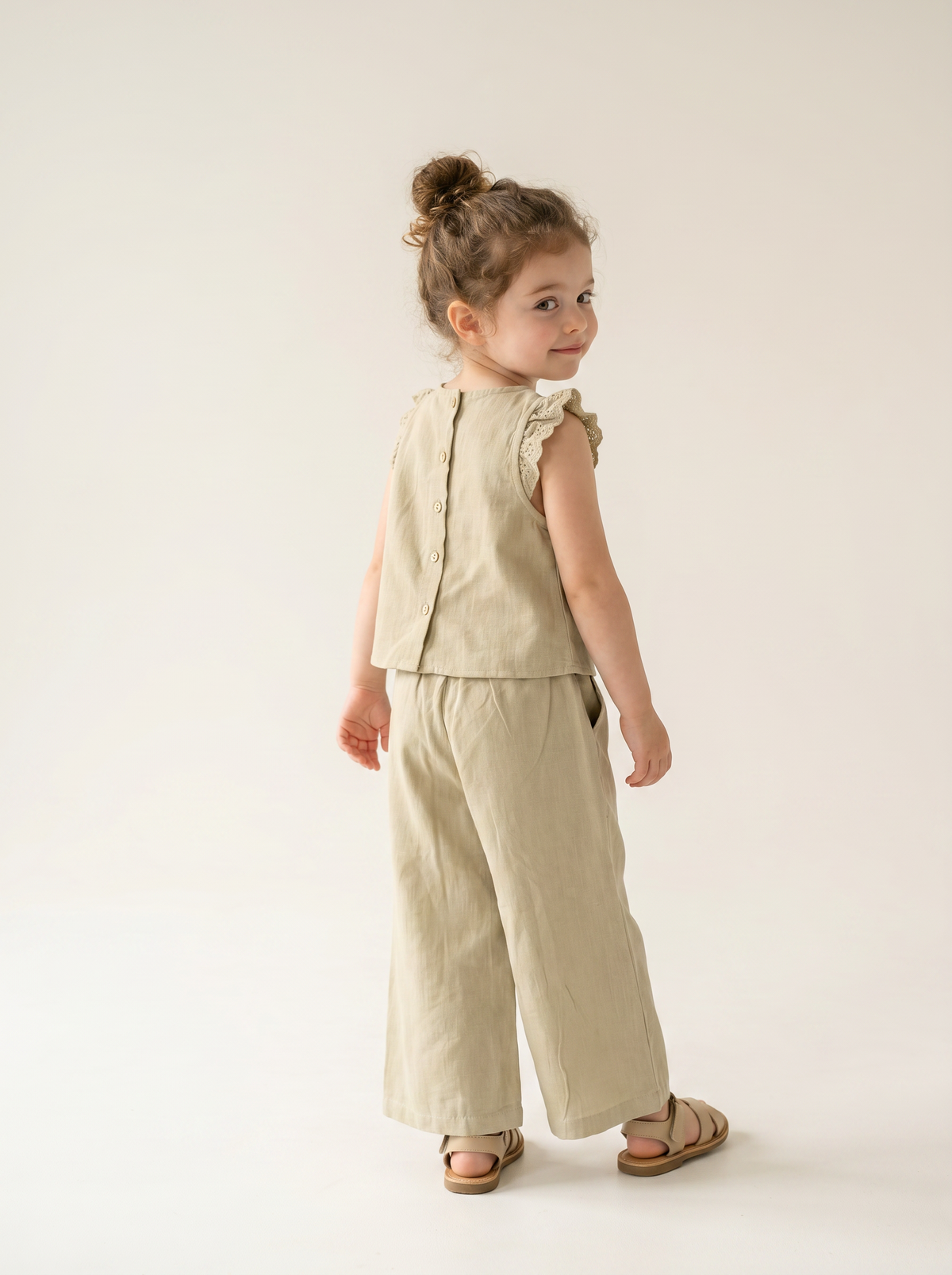 Tuffy Fată Costum Pânză Doi Piese-3796 - Verde