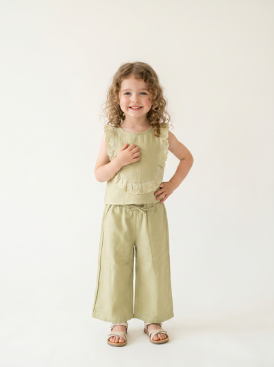 Tuffy Fată Costum Pânză Doi Piese-3796 - Verde