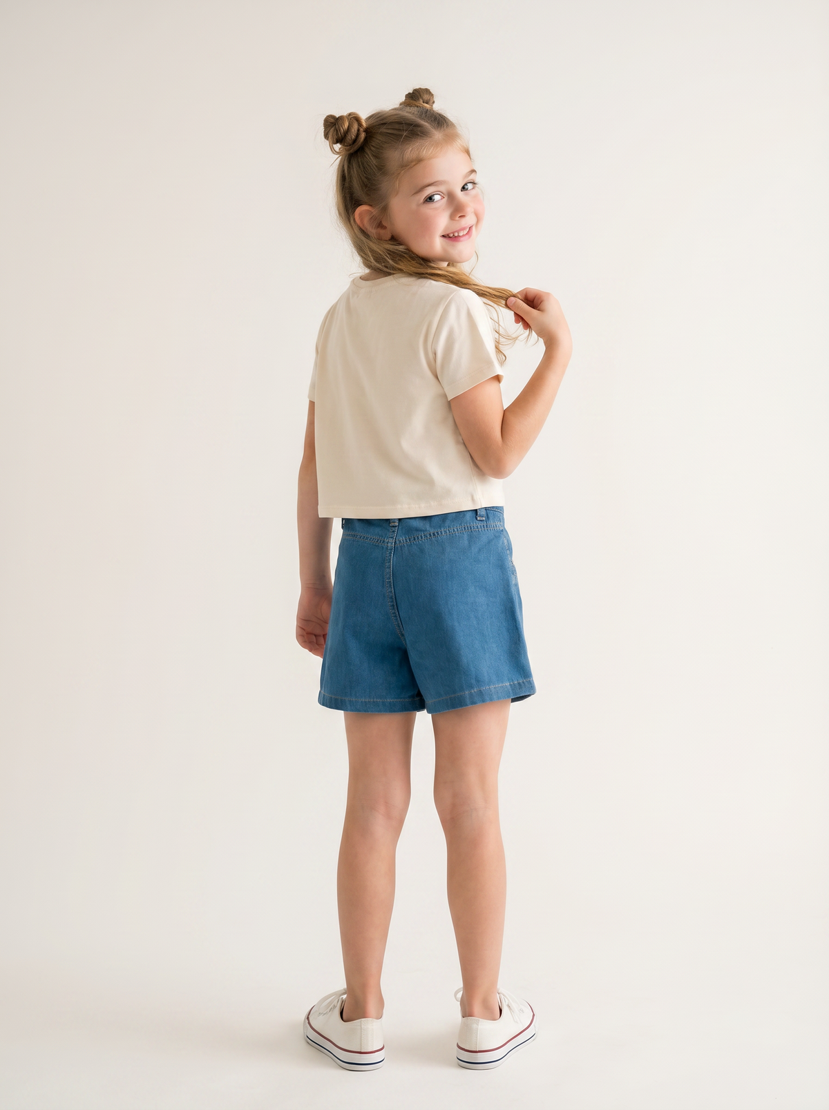 Tuffy Compleu Fete Șort Denim-4356 - Ecru