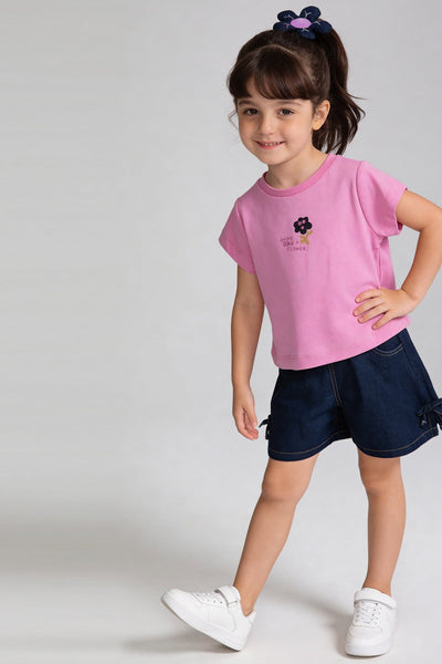 Tuffy Set Dublu Fete Denim si Pantaloni Scurti-3666 - Roz Deschis