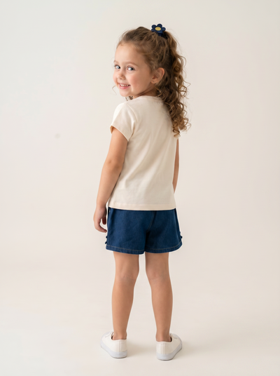 Tuffy Set Dublu Fete Denim si Pantaloni Scurti-3526 - Galben Deschis