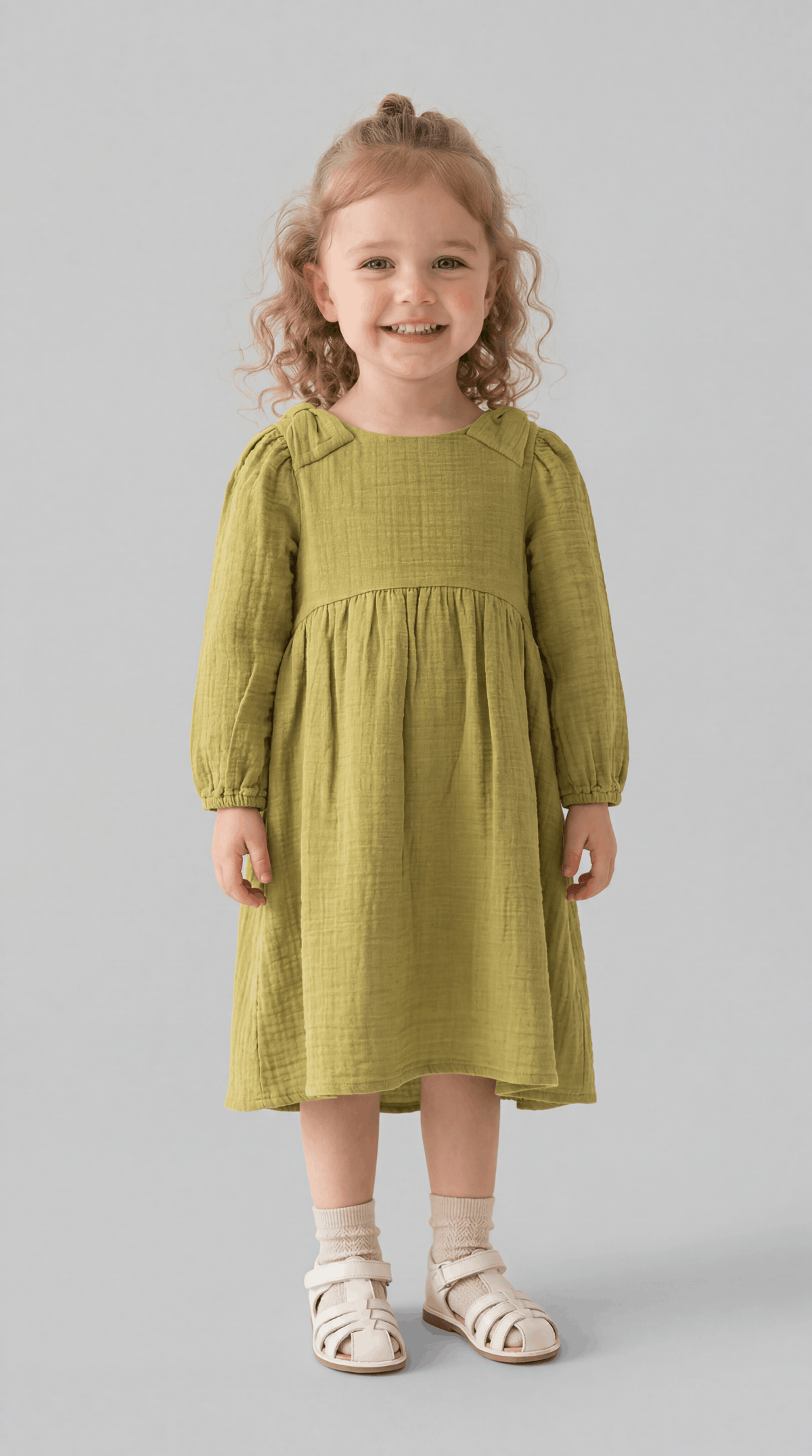 Tuffy Rochie Muslin pentru Fată-02865 - Măsliniu