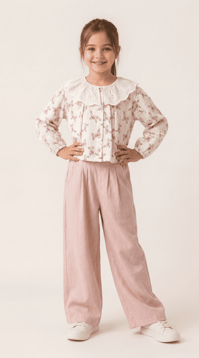 Tuffy Ansamblu Dublu cu Pantaloni Muslin pentru Fată-02795 - Bej
