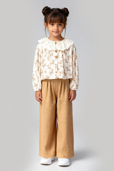Tuffy Kız Çocuk Müslin Pantolonlu İkili Takım-02795 - Pudra