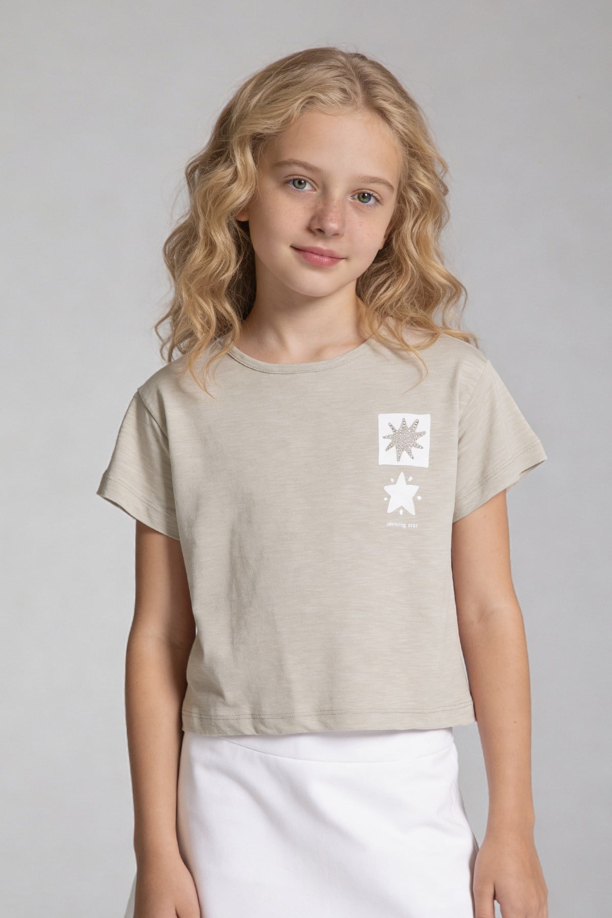 Tuffy Kız Çocuk Star Temalı T-Shirt-2466 - Açık Pembe
