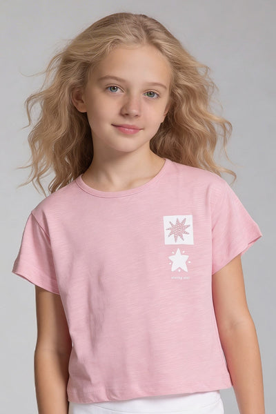 Tuffy Kız Çocuk Star Temalı T-Shirt-2466 - Lila