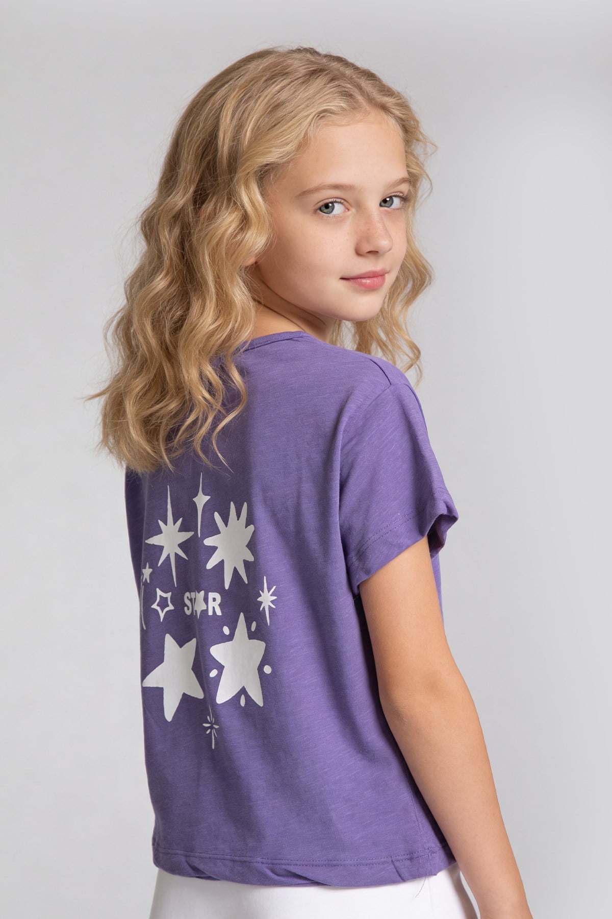 Tuffy Kız Çocuk Star Temalı T-Shirt-2466 - Kırmızı