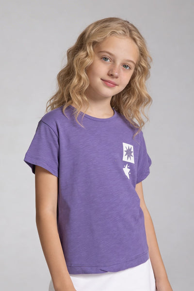 Tuffy Kız Çocuk Star Temalı T-Shirt-2466 - Lila