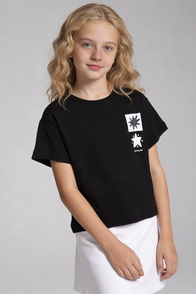 Tuffy Kız Çocuk Star Temalı T-Shirt-2466 - Kırmızı
