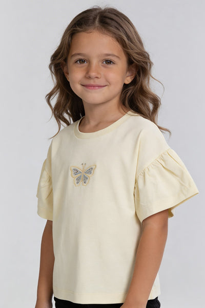 Tuffy Kız Çocuk Süprem T-Shirt-1906 - Açık Sarı