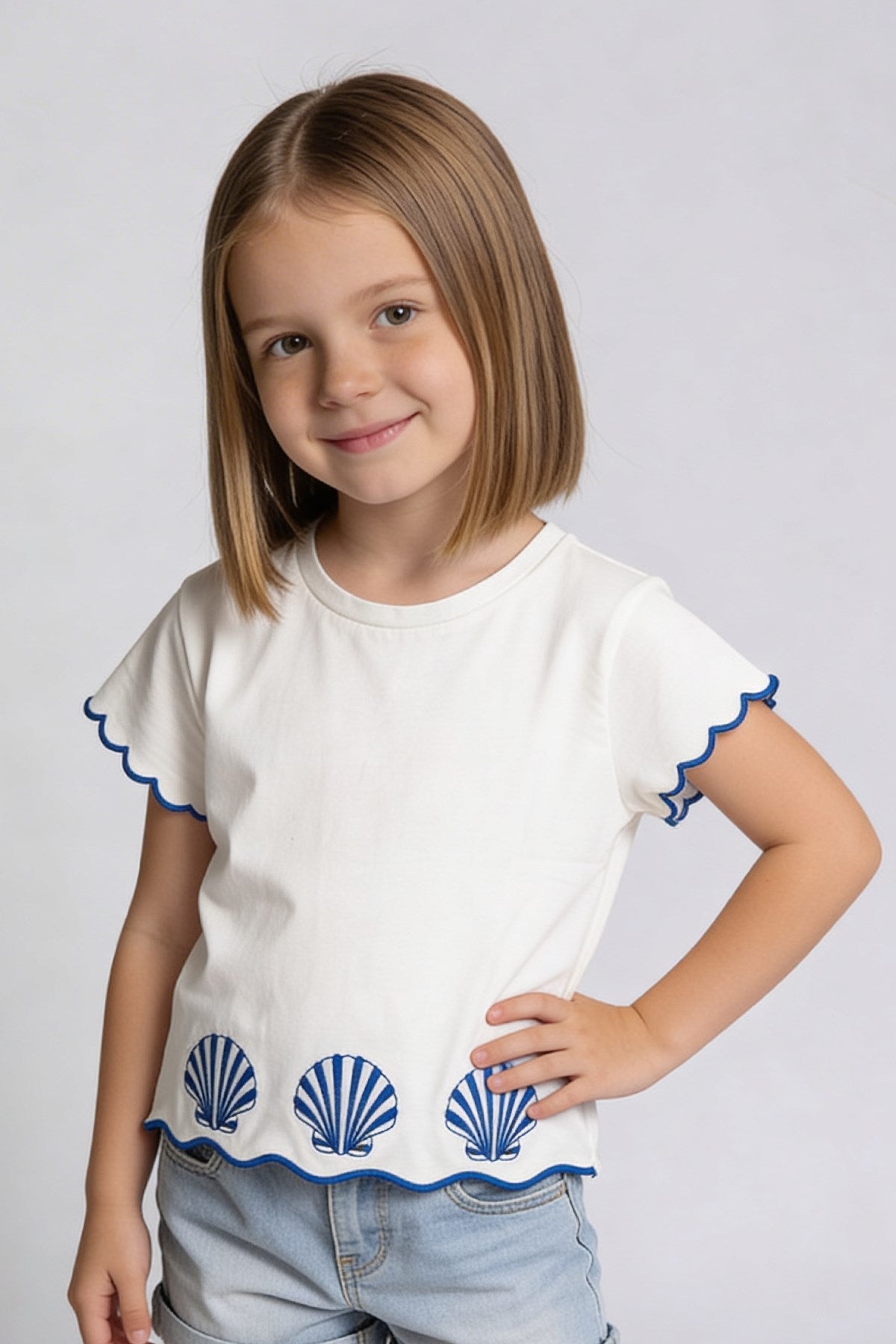 Tuffy Tricou Fete Pique-1946-1 - Ecru Roz