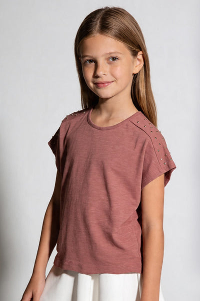 Tuffy Tricou Fete cu Detaliu Piatră-2416 - Lila