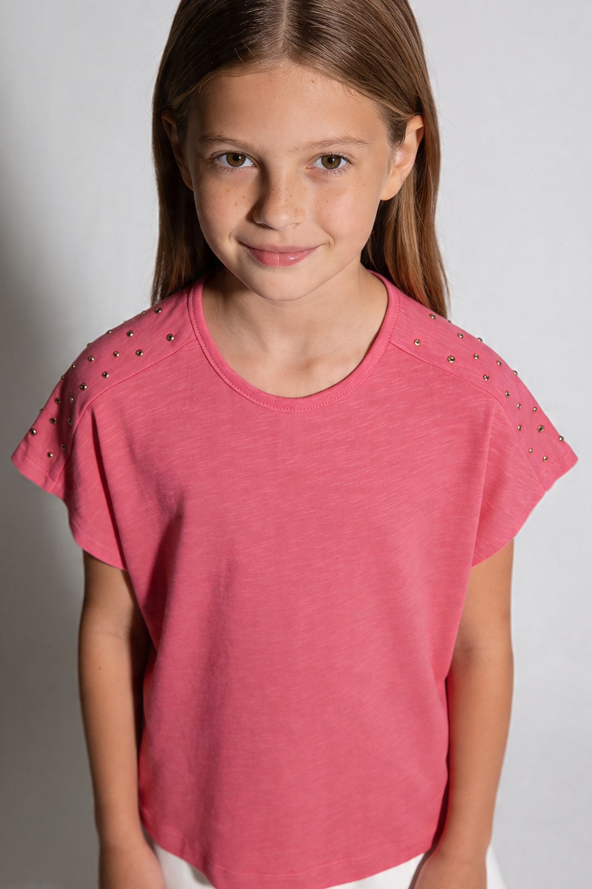 Tuffy Tricou Fete cu Detaliu Piatră-2416 - Lila
