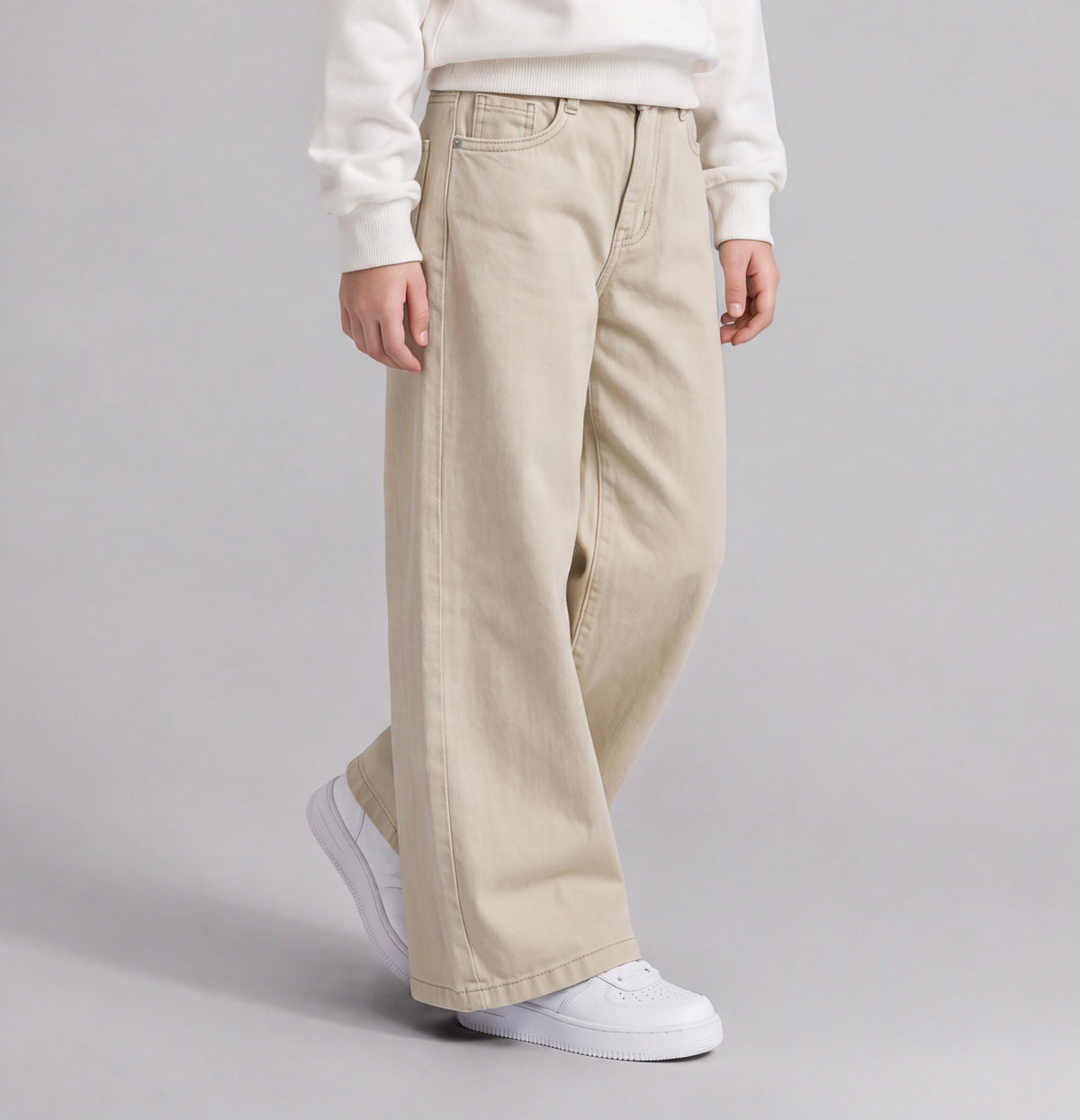 Pantalon Gabardin Tuffy pentru fete-03265 - Latte