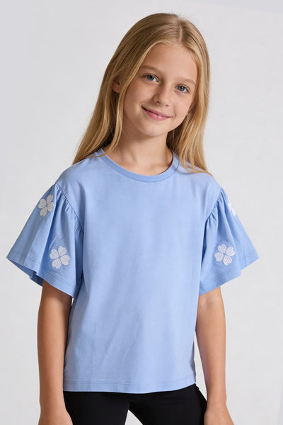 Tuffy Tricou Fete Detalii Floare Trifoi-2356 - Negru