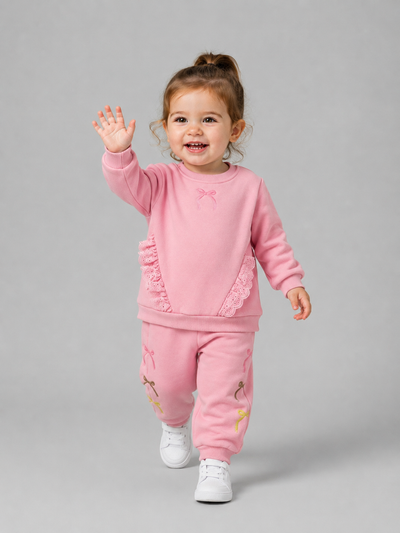 Tuffy Set Bebe Copilă cu Detalii Panglică-02045 - Roz