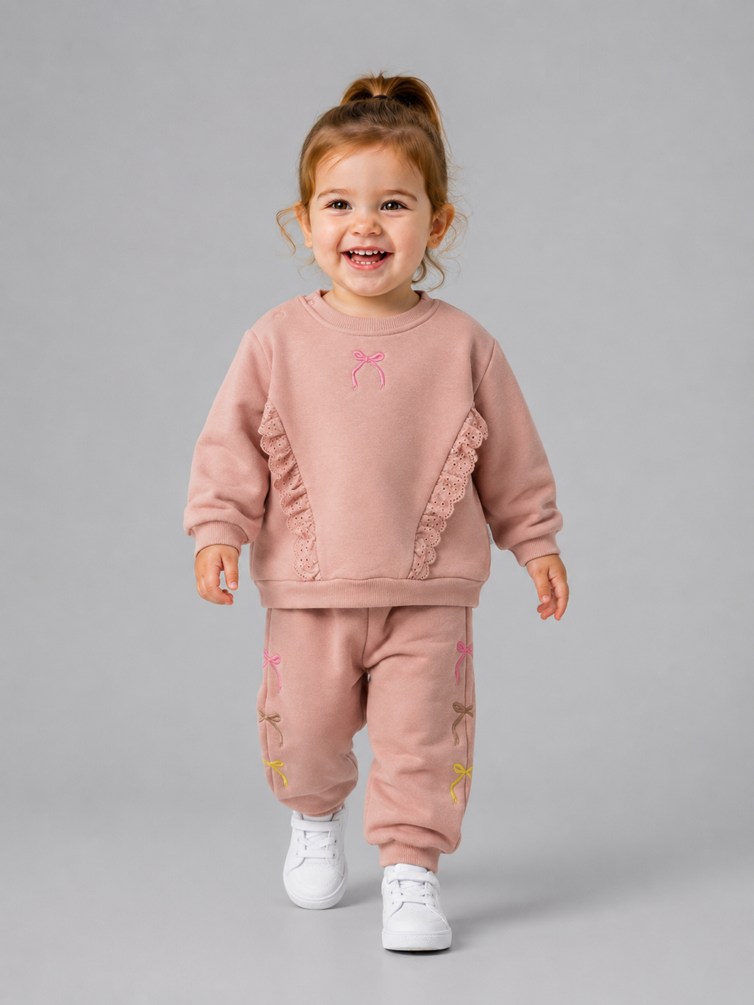 Tuffy Set Bebe Copilă cu Detalii Panglică-02045 - Roz