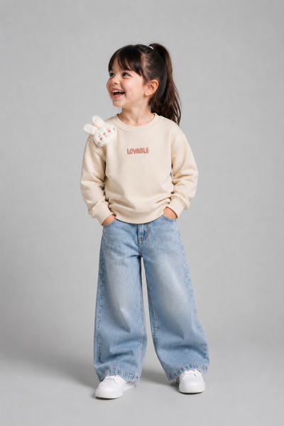 Tuffy Adorabil Brodat Fetite Bluza - 01315 - Ecru