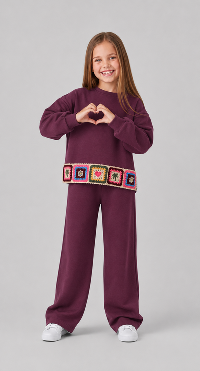 Tuffy Set Copilă cu Detalii Tricotaj-03045 - Mov