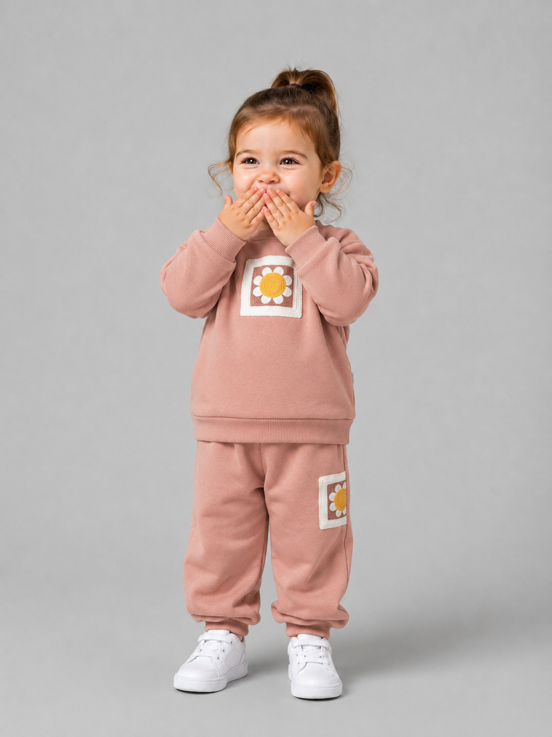 Tuffy Set Bebe Copilă Brodat Margaretă-02015 - Latte