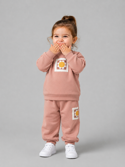 Tuffy Set Bebe Copilă Brodat Margaretă-02015 - Latte