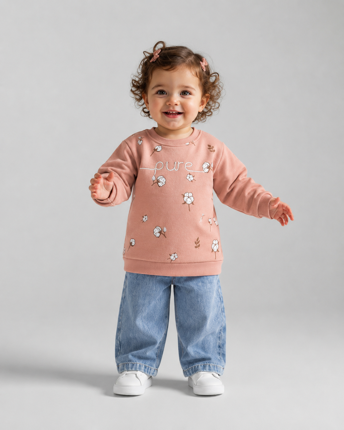 Tuffy Pure Imprimeu Floare Detaliu Fetite Bluza Bebelus - 01055 - Trandafir Uscat
