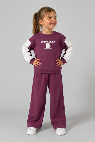 Tuffy Set Costum Jogging Copilă Tematic Căpșuni-02575 - Mov