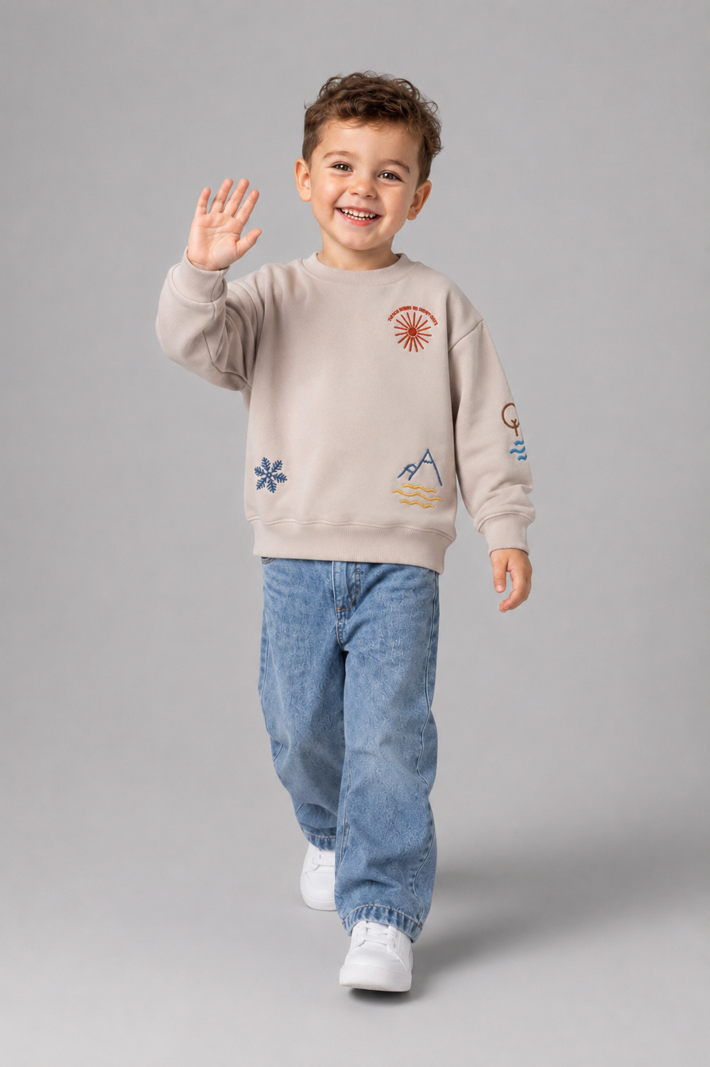 Tuffy Sunshine On Snow Days Imprimeu Baietel Bluza - 0375 - Gri Deschis