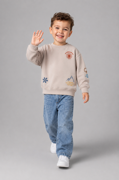 Tuffy Sunshine On Snow Days Imprimeu Baietel Bluza - 0375 - Gri Deschis