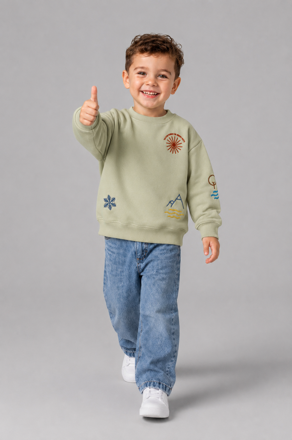 Tuffy Sunshine On Snow Days Imprimeu Baietel Bluza - 0375 - Verde Deschis