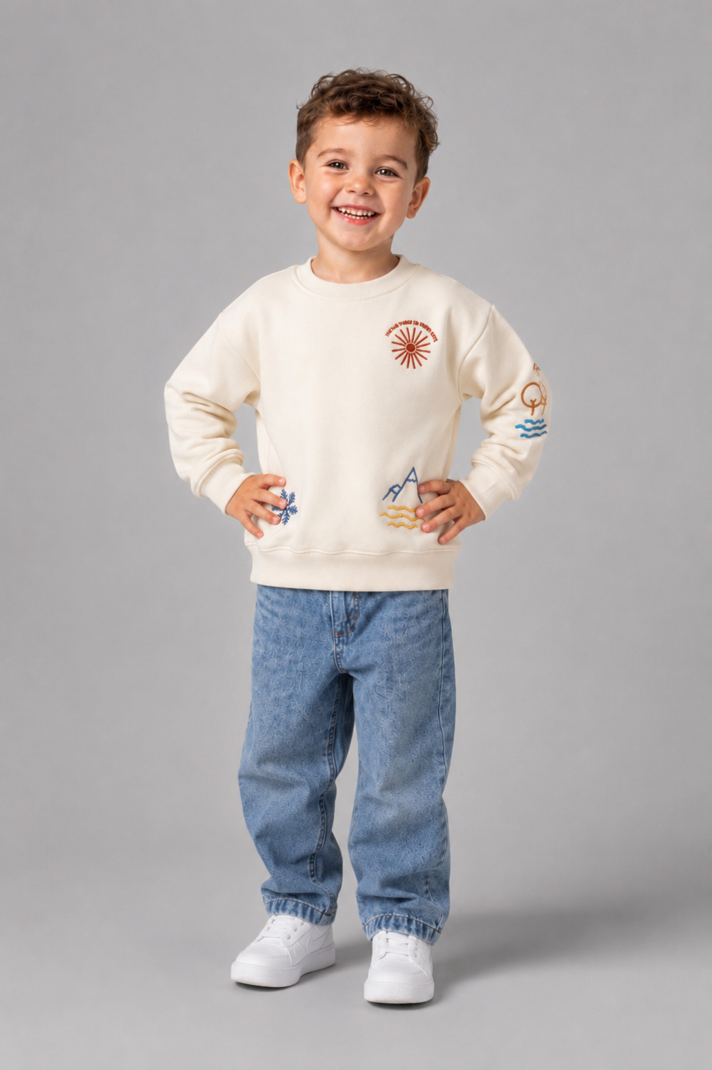Tuffy Sunshine On Snow Days Imprimeu Baietel Bluza - 0375 - Ecru