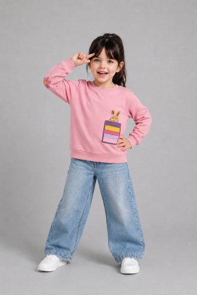 Tuffy Iepur Brodat Fetite Bluza - 01285 - Roz