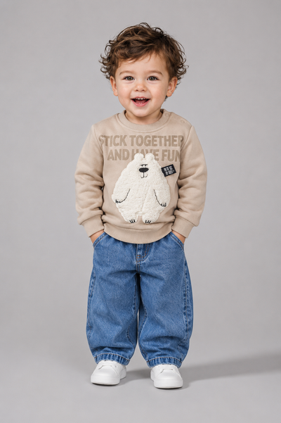 Tuffy Together Have Fun Imprimeu Urs Baietel Bluza - 095 - Gri Deschis
